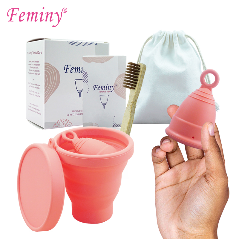 Menstrual Cup Silicone - Gecertificeerde hypoallergene menstruatiekop met sterilisatorbeker Vrouwelijke